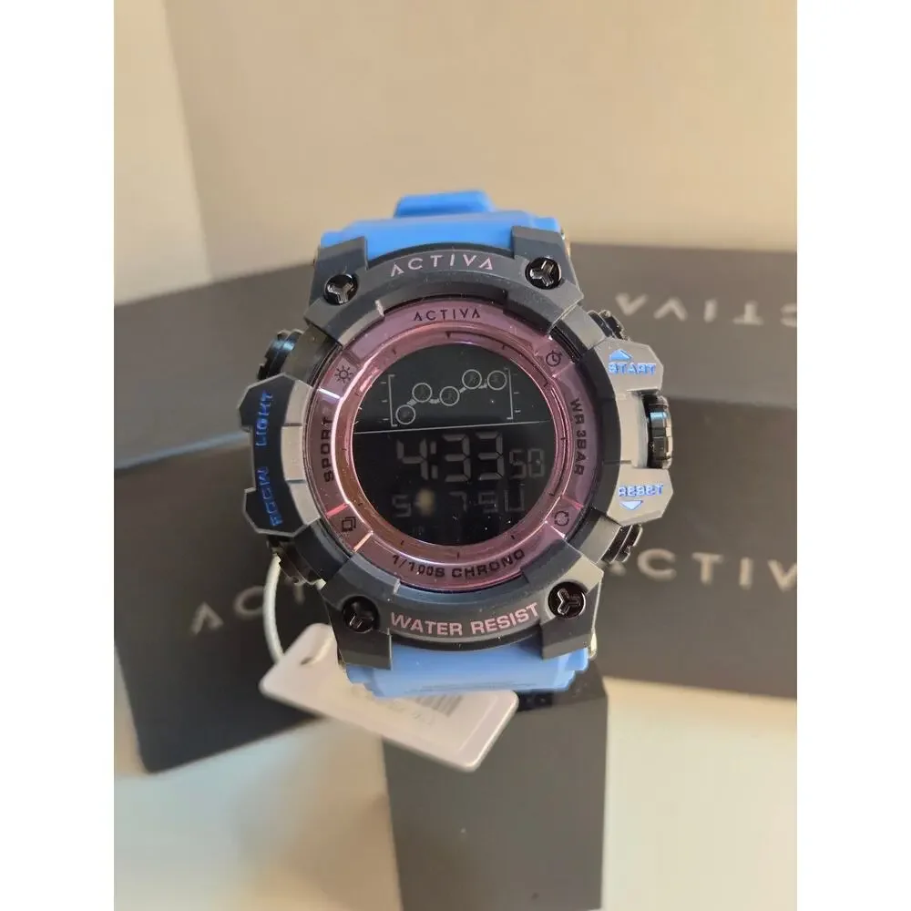 Activa X Invicta ACW8082-011 Digital shock Sport Watch Blue Pink 50mm New NIB